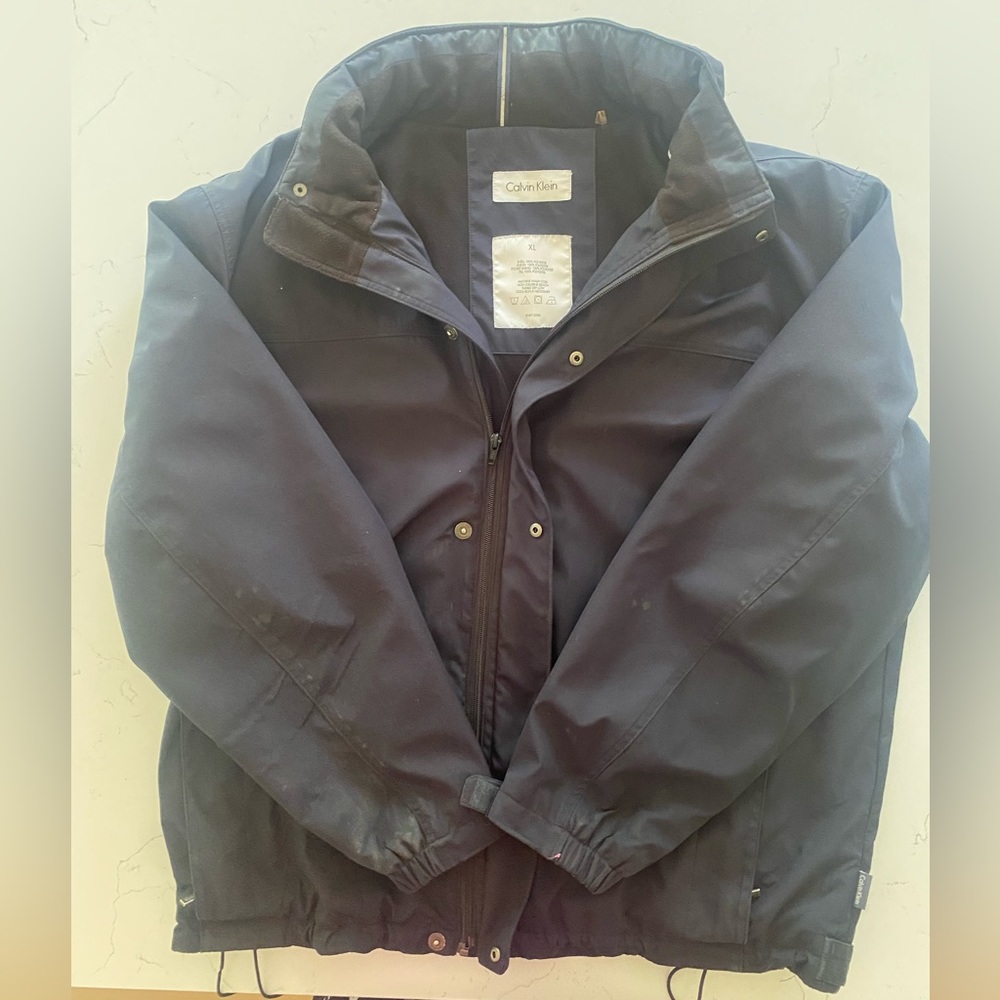 Calvin Klein Mens Medium Black Polyester Jacket Zip Up Double Lined